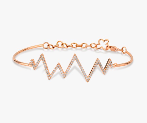 Bracelet diamants -en-or-rose-18K-battement-de-cœur