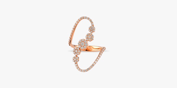 Bague somptueuse en or rose 18K diamants Rafinity