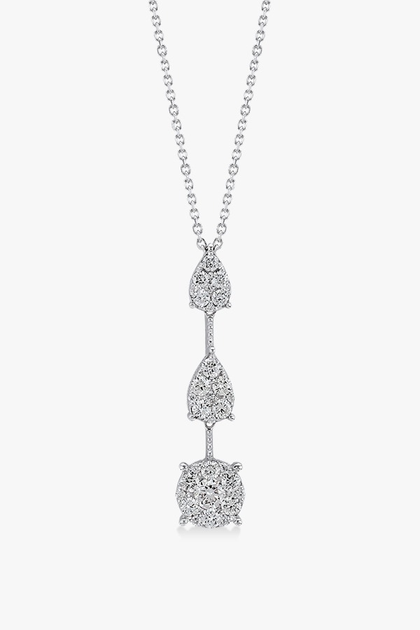 Collier-intemporel-en-Y en or blanc et diamants