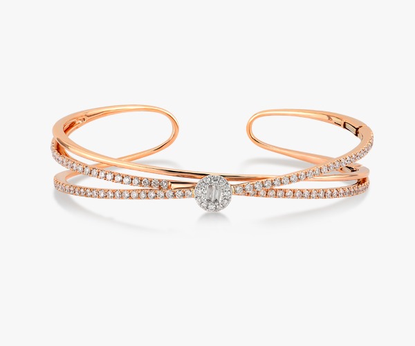 Pink gold and diamond bracelet
