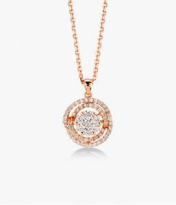 18K rose gold necklace set with diamonds