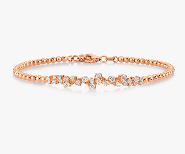Pink gold and diamond bracelet