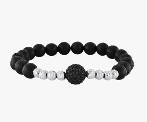 Men's bracelet- Composed-of-black-stones-onyx-and-balls-gold
